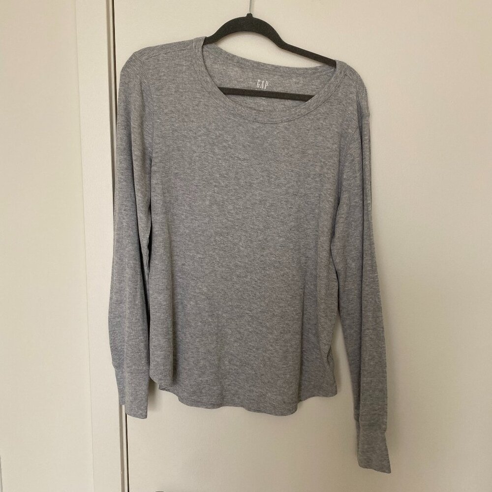 Gap - Gray Waffle Long-Sleeve Top - Women's Large Tall